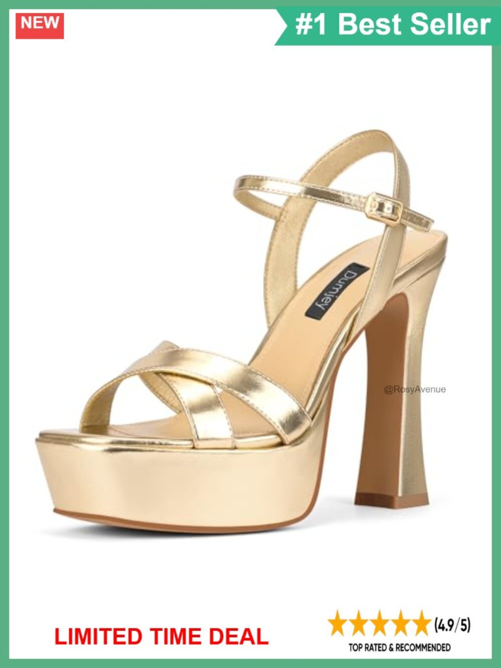 Faux Leather Platform Heeled Sandals Ankle Strap Open Toe Women Evening